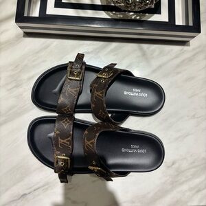 Designer Brown Monogram Slides